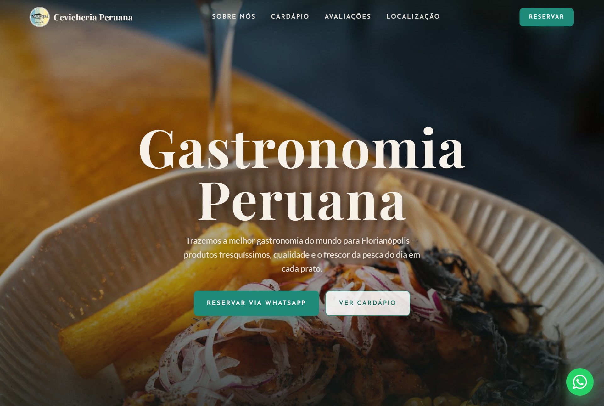 Cevicheria Peruana Floripa — site feito pelo Fraps Studio